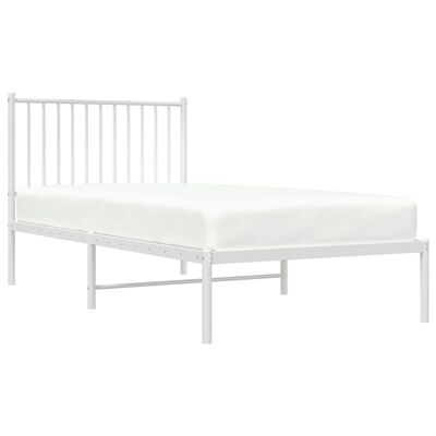 vidaXL Cadre de lit métal sans matelas avec tête de lit blanc 90x190cm