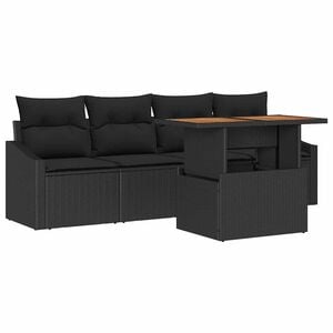 vidaXL Ensemble de canap&eacute; de jardin 5 pc Noir Poly rotin