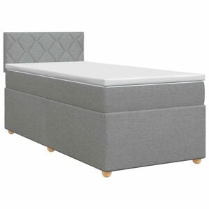 vidaXL Lit boxspring avec matelas Gris clair 90 x 190 cm Tissu