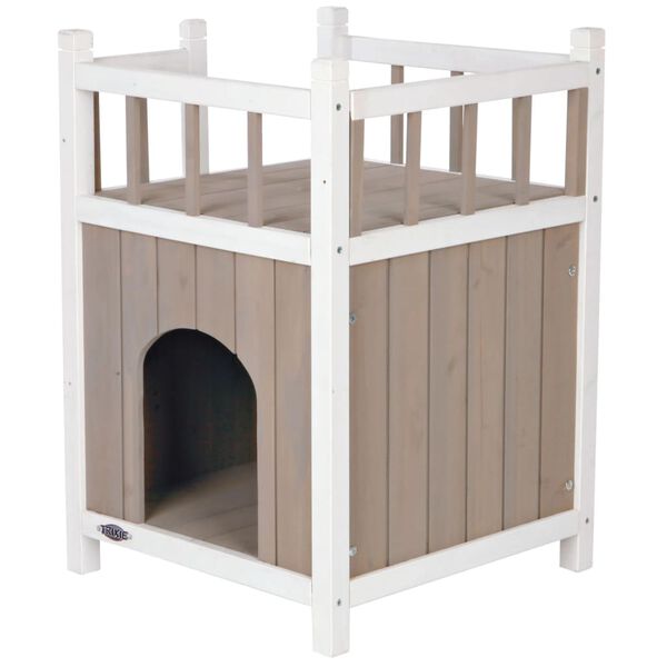TRIXIE Maison avec balcon pour chats Gris et blanc