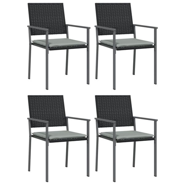 vidaXL Ensemble &agrave; manger de jardin 5 pcs coussins r&eacute;sine tress&eacute;e acier