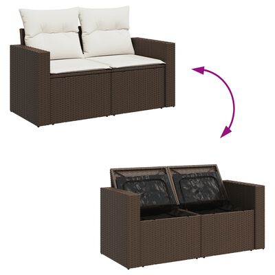 vidaXL Salon de jardin 10 pcs avec coussins marron résine tressée