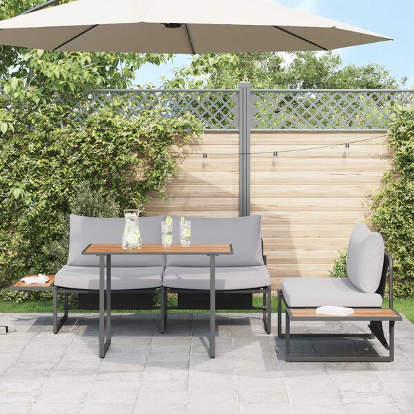 vidaXL Ensemble de salle &agrave; manger pour jardin 3 pcs Gris clair Acier