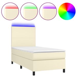 vidaXL Sommier &agrave; lattes de lit avec matelas et LED Cr&egrave;me 80x200cm