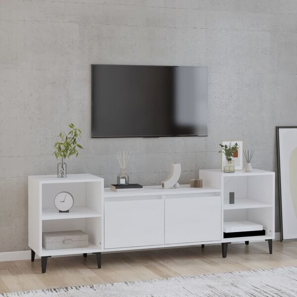 vidaXL Meuble TV Blanc brillant 160x35x55 cm Bois d'ing&eacute;nierie