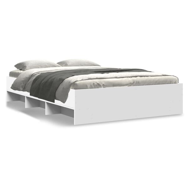 vidaXL Cadre de lit sans matelas blanc 140x200 cm bois d'ing&eacute;nierie
