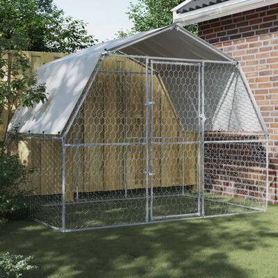 vidaXL Cage pour chiens avec toit et porte argenté acier galvanisé