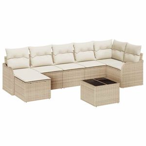 vidaXL Ensemble de canap&eacute; de jardin 8 pcs Beige et blanc Poly rotin