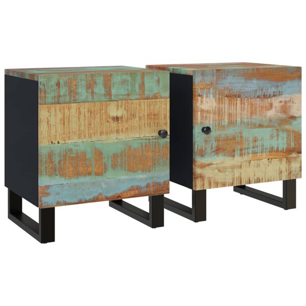 vidaXL Tables de chevet 2 pcs 40x33x46 cm Bois massif de r&eacute;cup&eacute;ration