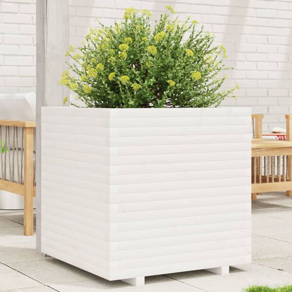 vidaXL Jardini&egrave;re blanc 70x70x72 cm bois de pin massif