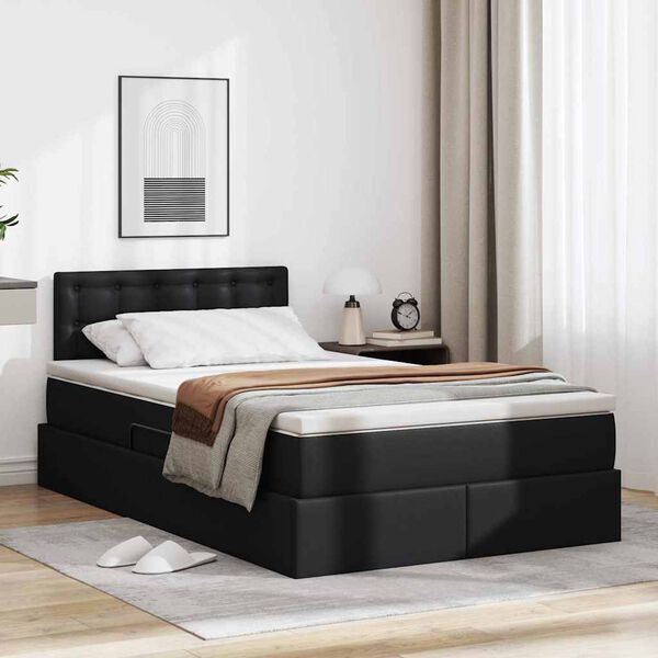 vidaXL Lit avec rangement et LED Noir 120 x 200 cm Cuir synth&eacute;tique