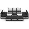 vidaXL Salon de jardin 13 pcs noir bois de pin massif
