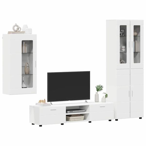 vidaXL Ensemble meuble TV avec tiroir Blanc Bois d'ing&eacute;nierie