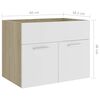 vidaXL Ensemble de meubles de salle de bain 2pcs Blanc et ch&ecirc;ne sonoma