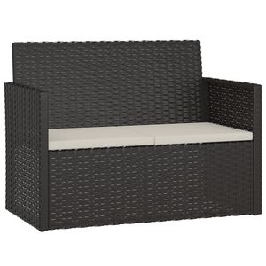 vidaXL Banc de jardin avec coussins Noir 105 cm R&eacute;sine tress&eacute;e
