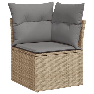 vidaXL Salon de jardin avec coussins 7pcs mélange beige résine tressée