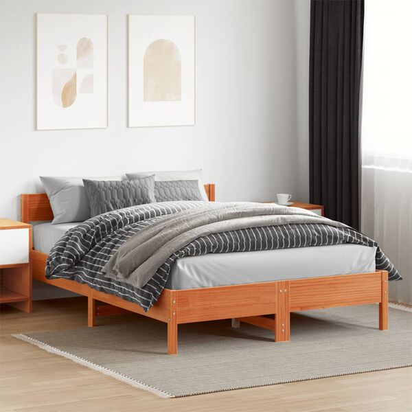 vidaXL Cadre de lit sans matelas cire marron 150x200cm bois pin massif