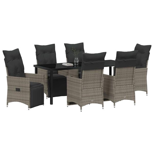 vidaXL Ensemble de salle &agrave; manger pour jardin 7 pcs Gris polyrotin