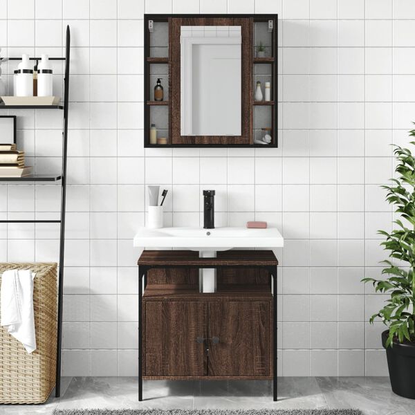 vidaXL Ensemble de meubles de salle de bain 2 pcs Ch&ecirc;ne marron
