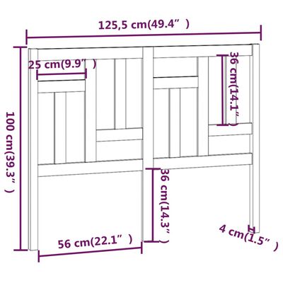 vidaXL Tête de lit Blanc 125,5x4x100 cm Bois massif de pin