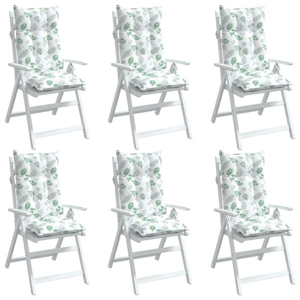vidaXL Coussins de chaise &agrave; dossier haut lot de 6 mod&egrave;le de feuille