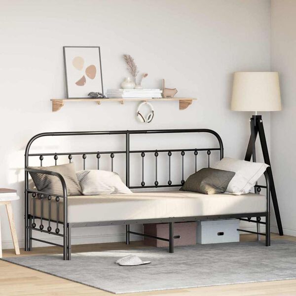 vidaXL Cadre de lit de jour Noir 80 x 200 cm Acier enduit de poudre