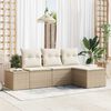 vidaXL Ensemble de canap&eacute; de jardin avec coussin 4 pcs Beige polyrotin