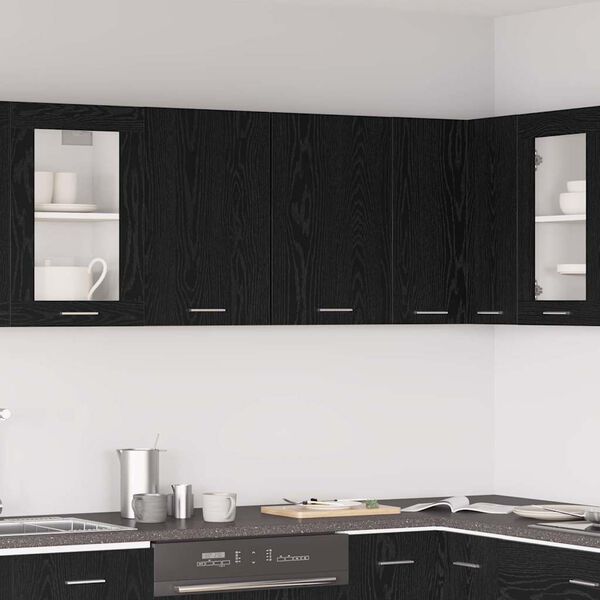 vidaXL Armoire suspendue avec &eacute;tag&egrave;re Lyon Ch&ecirc;ne noir 80 x 31 x 60 cm