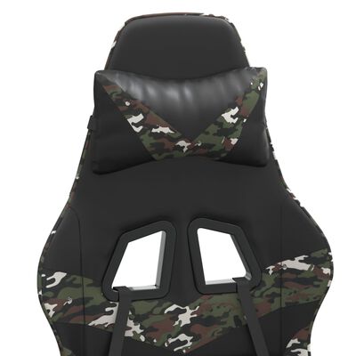 vidaXL Chaise de jeu pivotante repose-pied Noir camouflage Similicuir