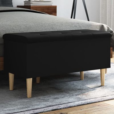 vidaXL Banc de rangement noir 82x42x46 cm bois d'ingénierie