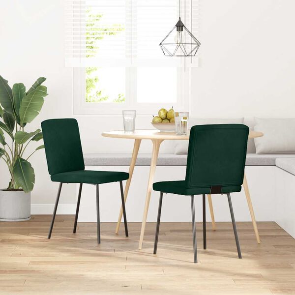 vidaXL Chaises &agrave; manger lot de 2 Vert fonc&eacute; Velours