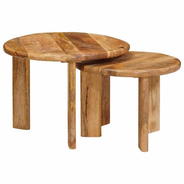 vidaXL Tables basses gigognes 2 pcs Marron Bois de mangue massif