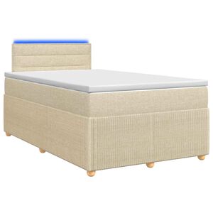 vidaXL Lit boxspring avec matelas Cr&egrave;me 120 x 190 cm Tissu
