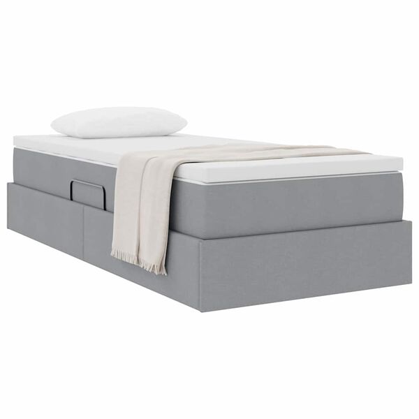 vidaXL Lit avec rangement et matelas Gris clair 90 x 190 cm Polyester