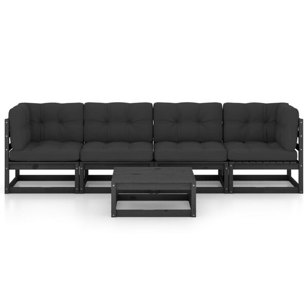 vidaXL Salon de jardin 5 pcs avec coussins Bois de pin massif