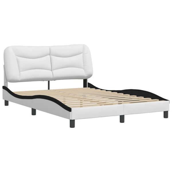 vidaXL Cadre de lit sans matelas Hvar blanc et noir 140x190 cm similicuir