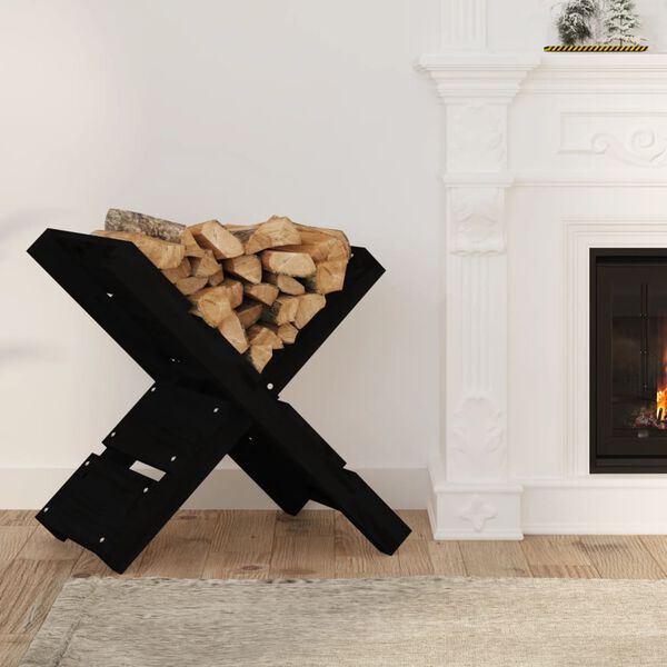 vidaXL Porte-b&ucirc;ches Noir 47x39,5x48 cm Bois massif de pin