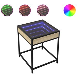 vidaXL Table basse avec LED Infinity ch&ecirc;ne sonoma 40x40x51 cm