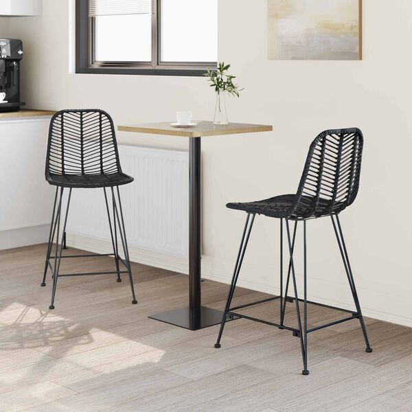 vidaXL Chaise de bar 2 pcs Noir 44,5 x 54,5 x 97,5 cm Rotin et m&eacute;tal