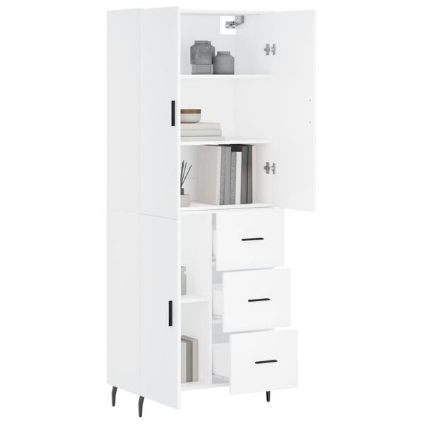 vidaXL Buffet haut Blanc 69,5x34x180 cm Bois d'ing&eacute;nierie