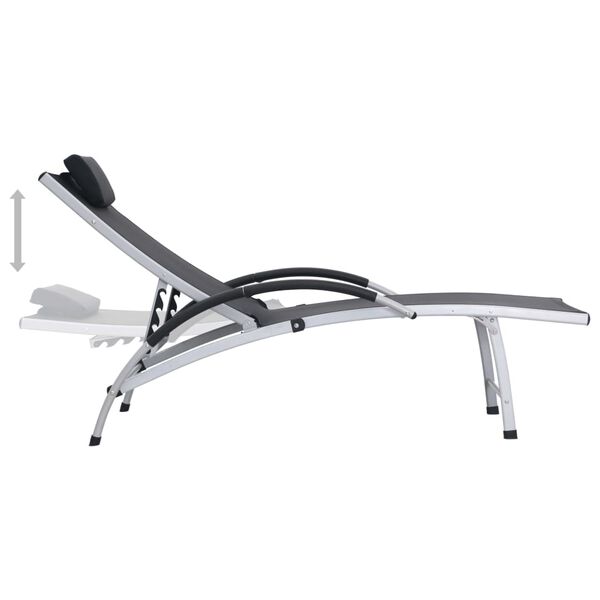 vidaXL Chaise longue aluminium et textil&egrave;ne noir