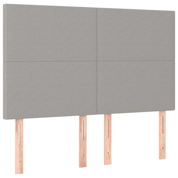 vidaXL T&ecirc;te de lit Gris clair 144 x 5 x 118/128 cm Tissu