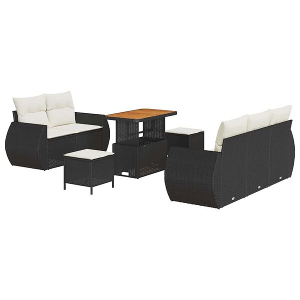 vidaXL Ensemble de canap&eacute; de jardin 8 pcs Noir polyrotin