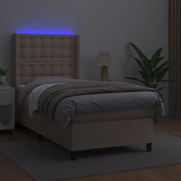 vidaXL Sommier &agrave; lattes de lit matelas LED Cappuccino 90x200cm