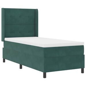 vidaXL Lit &agrave; ressorts avec bandes LED Vert fonc&eacute; 80 x 200 cm Velours