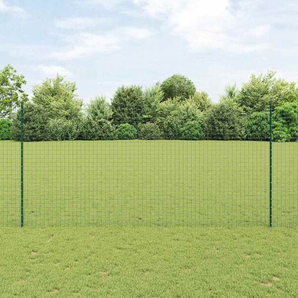 vidaXL Clôture avec poteau Vert 1,5 x 10 m Acier et PVC