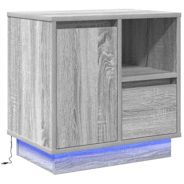 vidaXL Cabinet de chevet Gris 50 x 34,5 x 50 cm. Bois d'ing&eacute;nierie