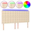 vidaXL T&ecirc;te de lit &agrave; LED Cr&egrave;me 200x5x118/128 cm Tissu