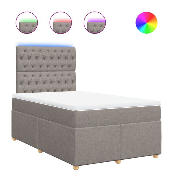 vidaXL Sommier &agrave; lattes de lit avec matelas taupe 120x190 cm tissu