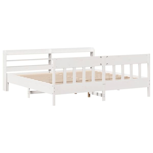 vidaXL Cadre de lit sans matelas blanc 200x200 cm bois massif de pin